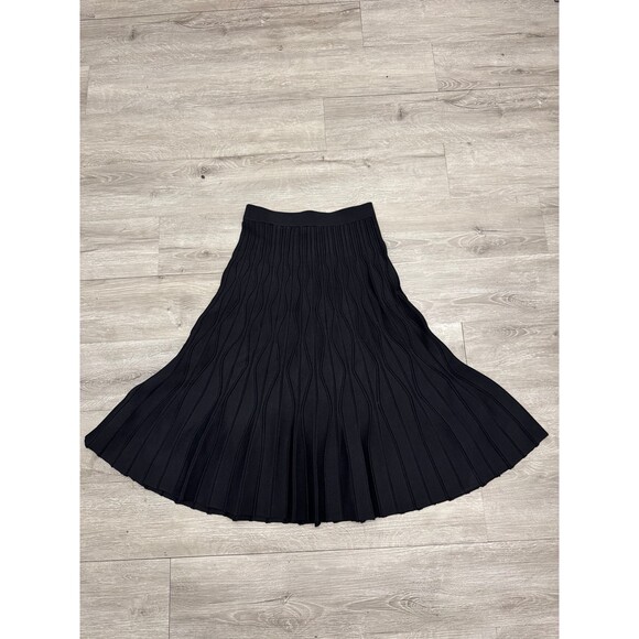 Sandro Dresses & Skirts - Sandro Paris Black Pleated Knit Midi Skirt Elastic Waist Approx XS (see descri.)